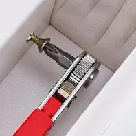 Right Angle Ratchet Screwdriver, 1 Steel Hand Tool for Narrow Spaces, Forward and Reverse Switch, Non-Motorized, Red Handle for Electronics, Automobiles