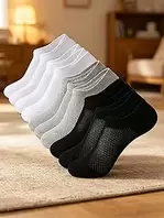 10 pares de calcetines de malla transpirables de corte bajo para mujer y hombre