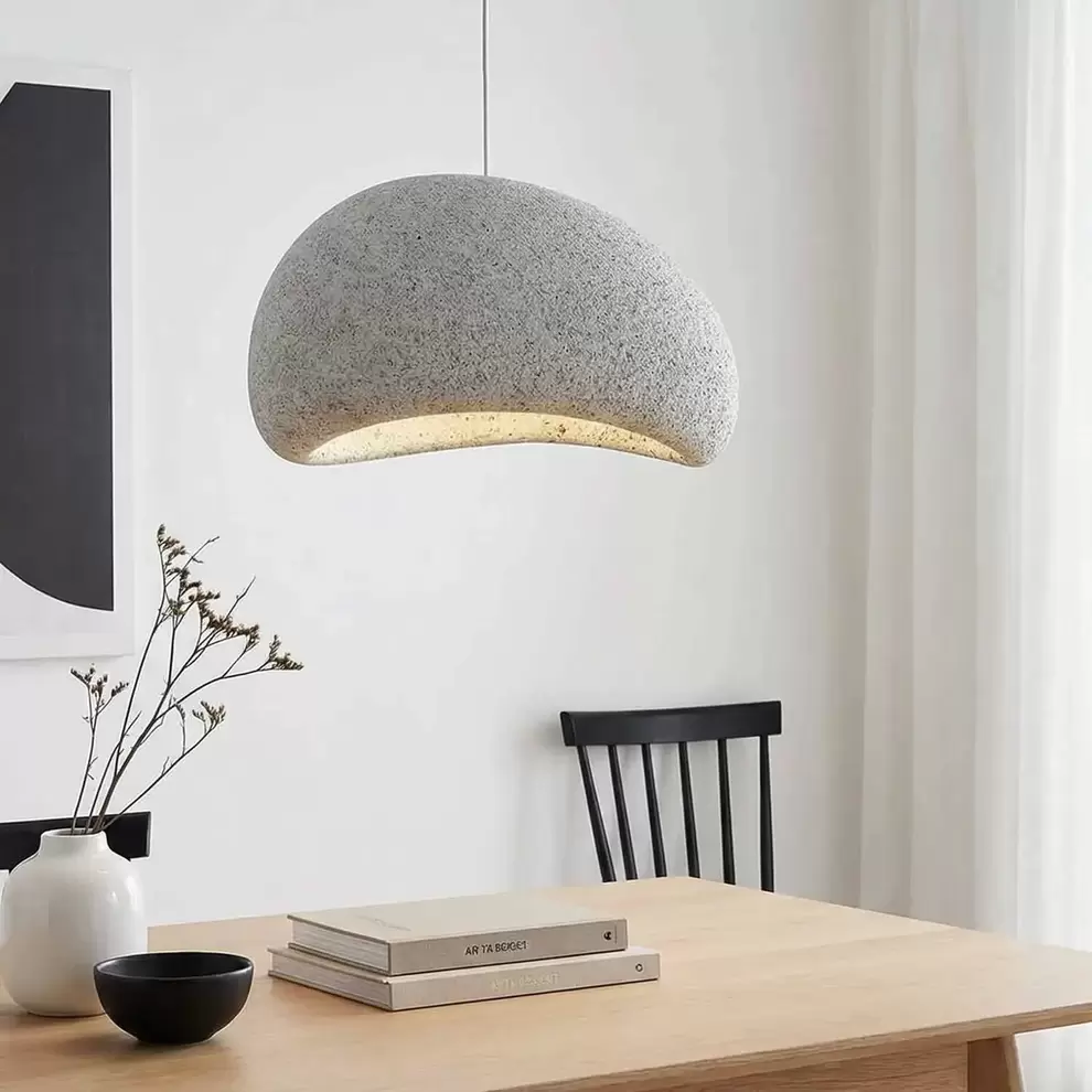 LÁMPARA DE TECHO 1 LUZ E27 50CM GRIS EFECTO PIEDRA DIONE