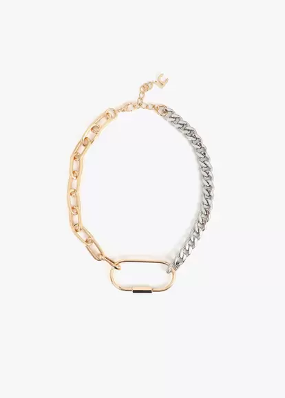 Bi-color Chain Necklace with Front Carabiner