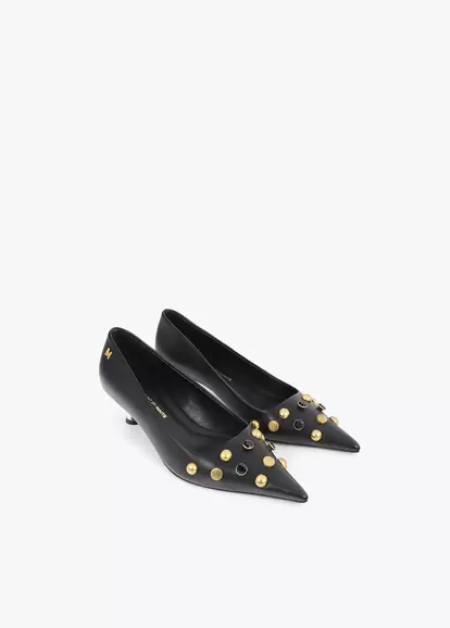 Shoe with Jewel Applications and Metallic Heel