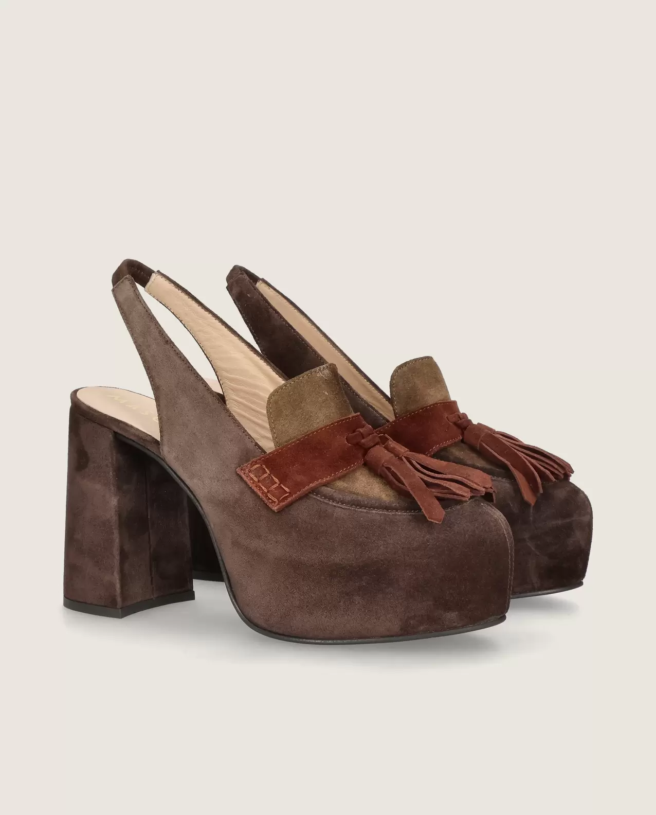 Slingback pump Anna in brown and olive suede