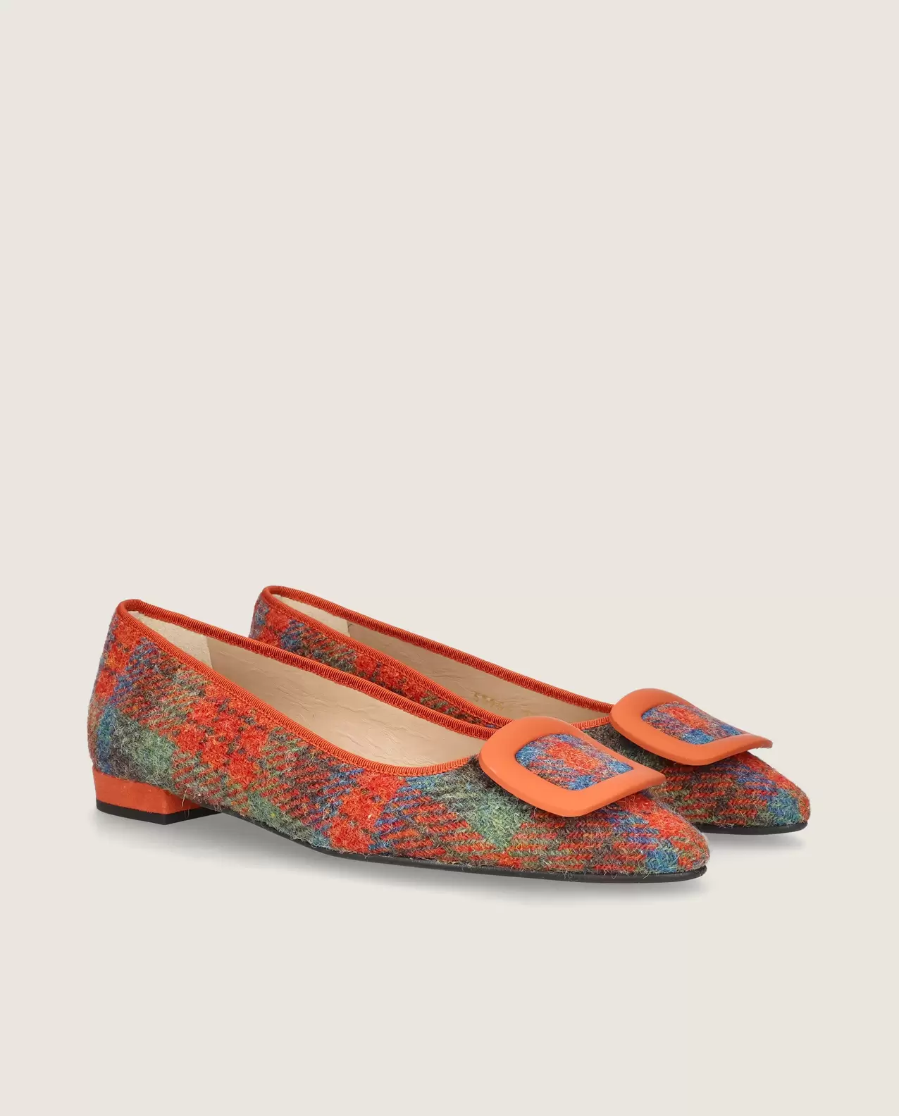 Elise ballerina in tartan print textile