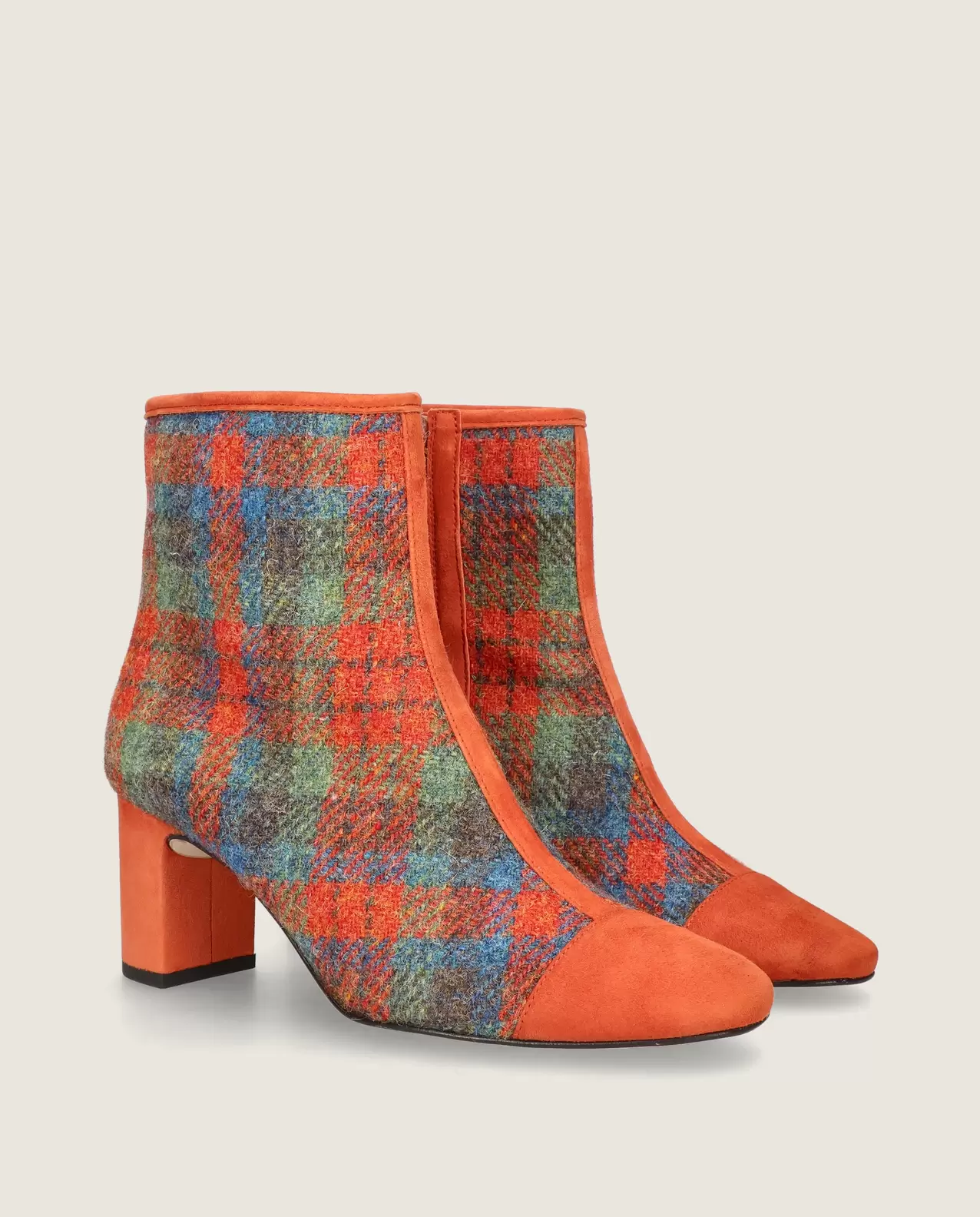 Jolie ankle boot in tartan print textile