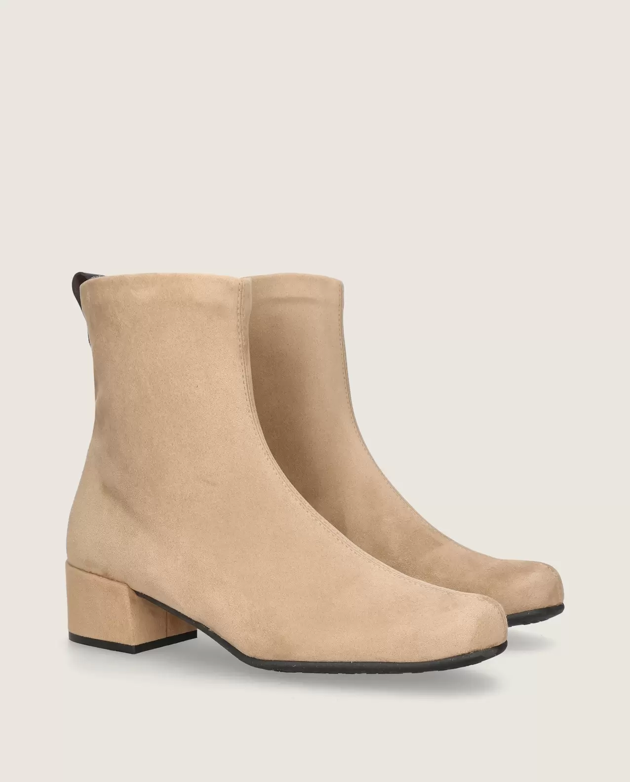 Milan ankle boot in beige elasticated textile