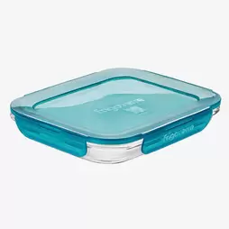 Recipiente con tapa azul de cristal Evolution 23x18cm