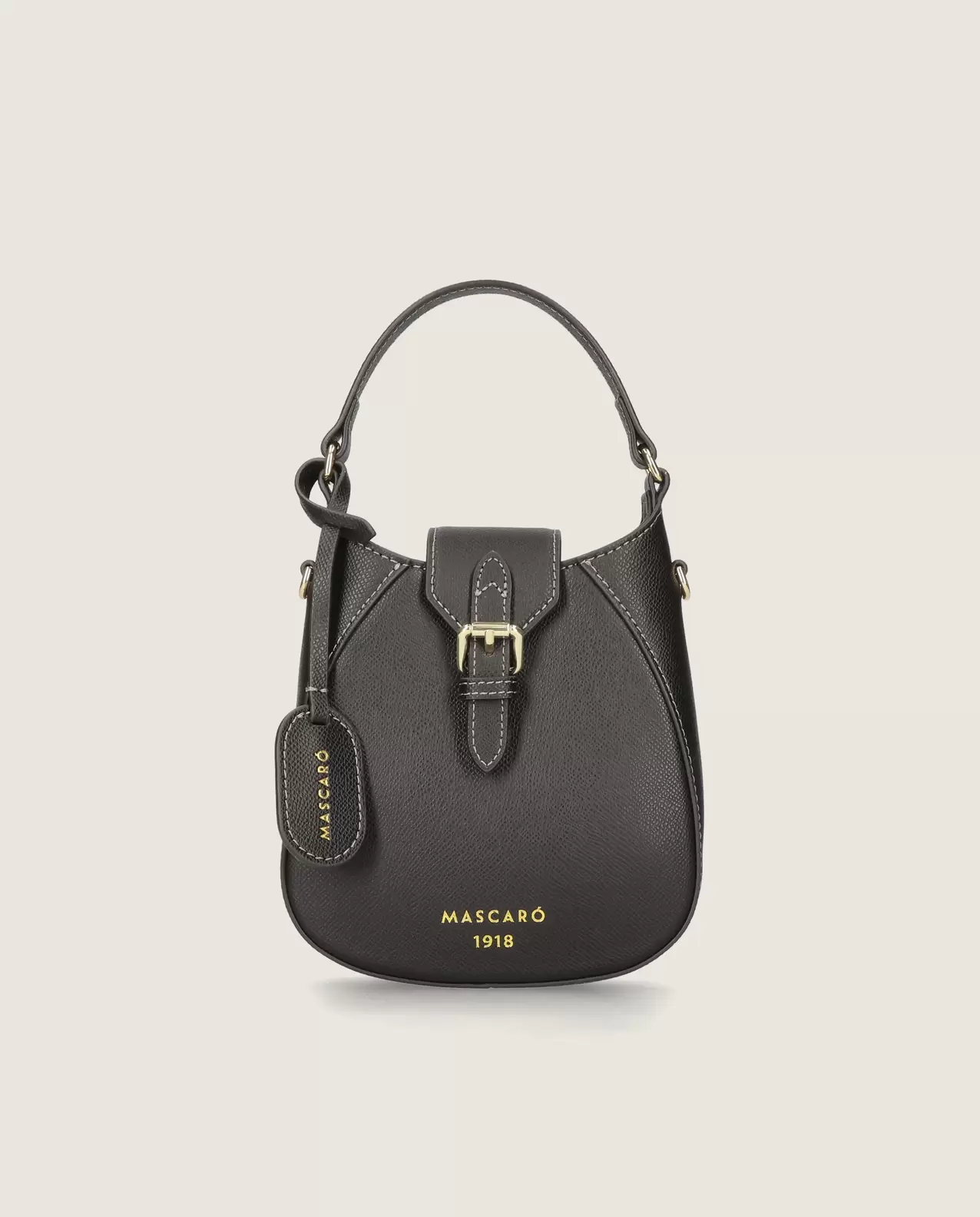 Mini estribo bag in black leather