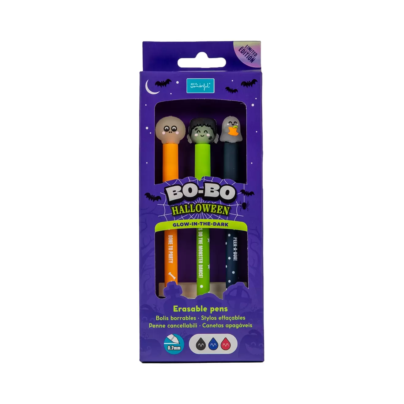 Set de 3 bolis borrables Bo-Bo - Glow in the dark