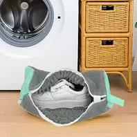 Reusable Shoe Wash Bag for Machine, Shoe Protector Cleaner with Chenille Fibers for Tennis and Sports Shoes, Grey, Reusable