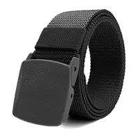 Nylon Belts for Men Military Tactical Belt with Plastic Buckle Adjustable No Holes Canvas Fabric Belt for Outdoor