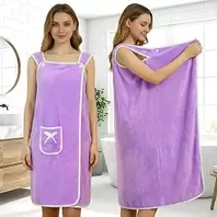 Bath Towel, Quick Dry Absorbent Soft Towel with Tie Pocket, Comfortable for Beach, Spa, Shower and Pool, 52 x 31 Inches (Purple)