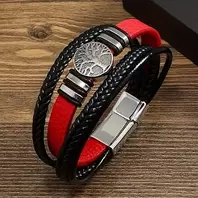 Braided Leather Bracelet Tree of Life Charm Adjustable Spiritual Jewelry for Men Women Bohemian Symbolic Gift