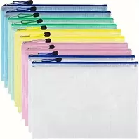 Mesh Zipper Bags A4 Size 13.5" x 9.5" Plastic Zipper Bags for Organizing Document Bags with Zipper Letter Size 10 Pack