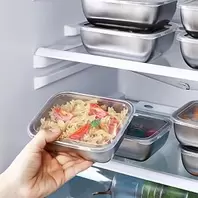 5 Pack Stainless Steel Storage Containers with Clear Lids - Stackable Food Prep Containers for Pantry, Fruit and Snack Organization