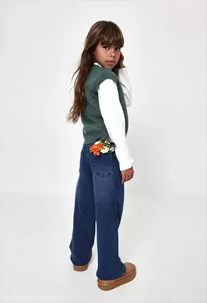 Pantalón niña denim elástico azul