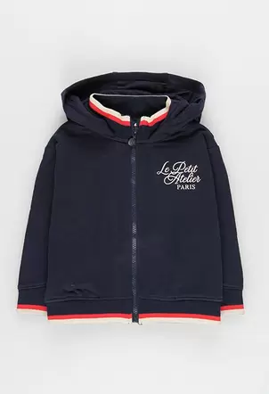 Chaqueta felpa niña azul marino con capucha