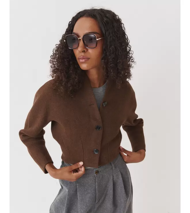 CHAQUETA CROP CON LANA