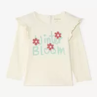 Camiseta de manga larga para bebé niña con parche de felpa decorativa.