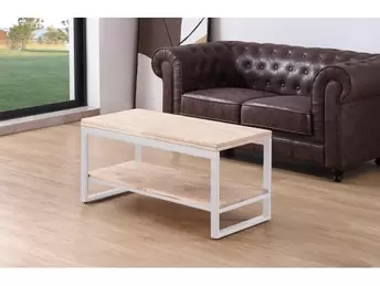 Mesa centro elevable y extensible roble nordish y blanco