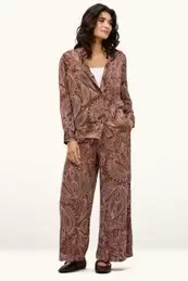 Pantalón crop de tela - high waist - wide leg - estampado