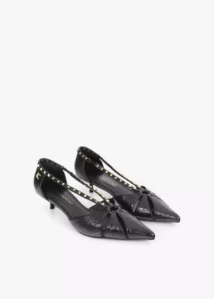 Semi-open stiletto with square stud trim