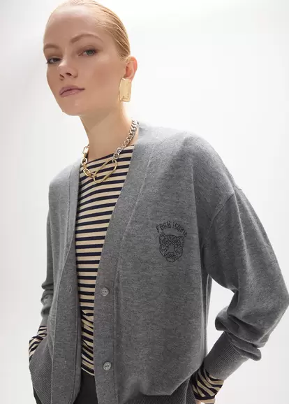 Cardigan with Leopard Back and Crystals