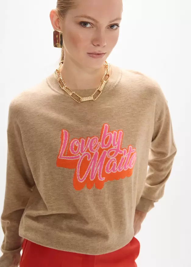 Intarsia Text Sweater