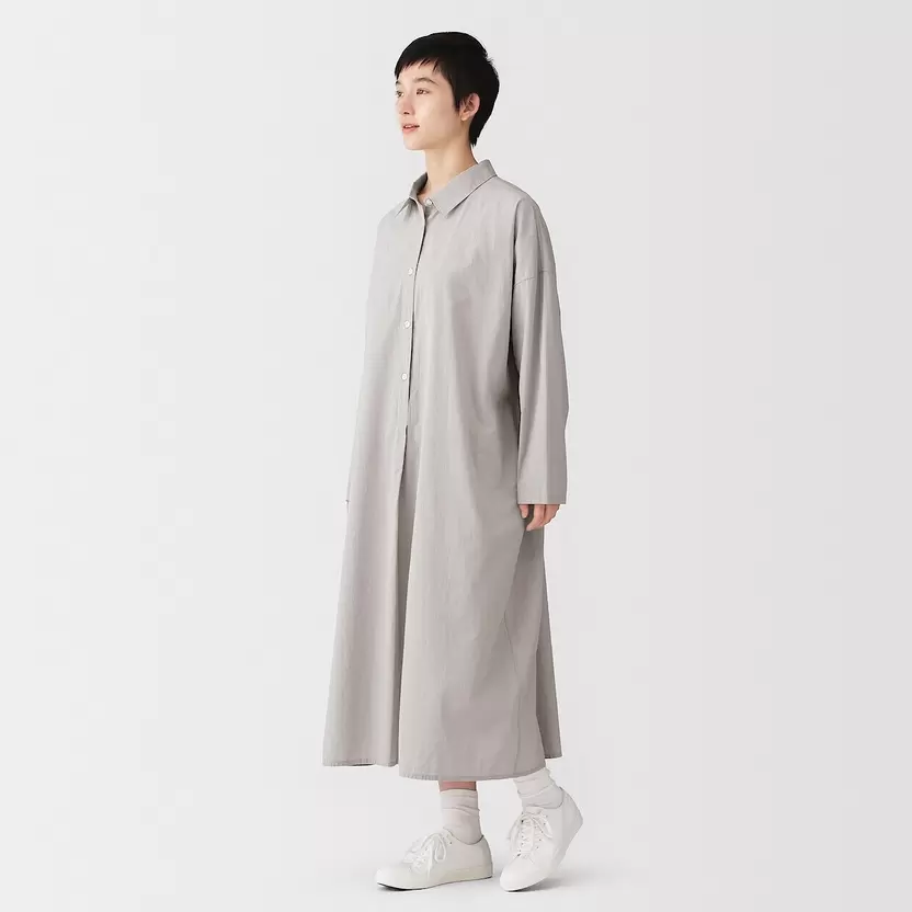 Vestido camisero midi de algodón orgánico para mujer