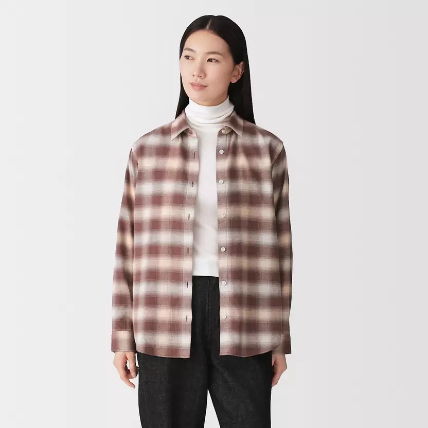 Camisa de franela y doble cepillado para mujer