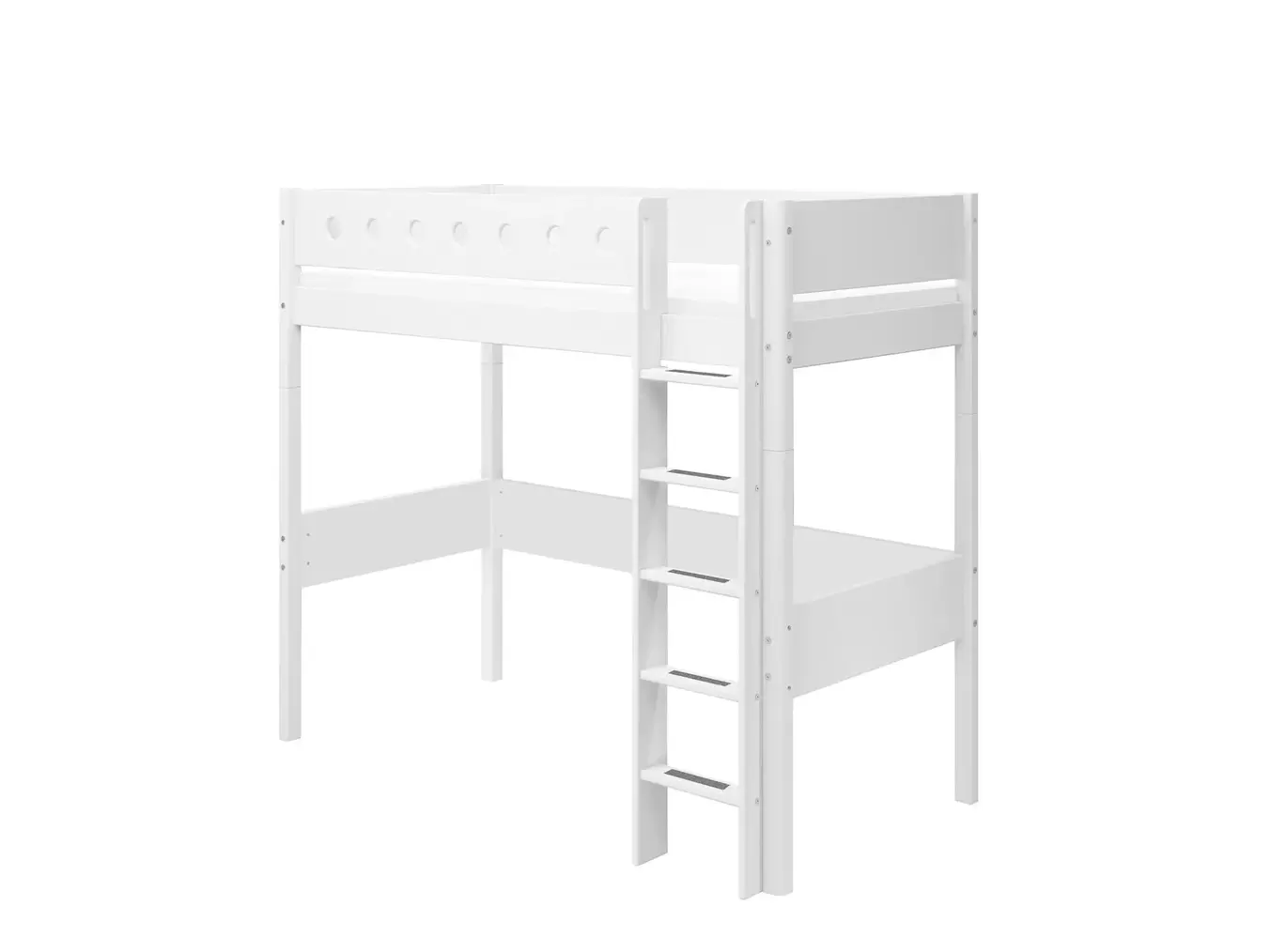 High Bed 184 cm with Straight Ladder and Safety Rail, 90x200 cm,