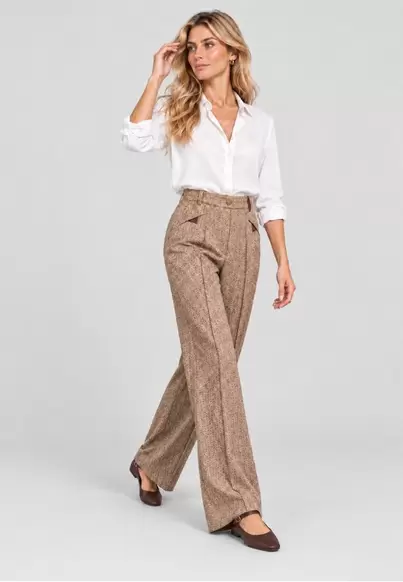 Trousers herringbone MARRON