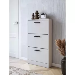 - Zapatero 3 Puertas, Zapatero Estrecho, Acabado en Color Beige, Medidas: 108 cm (Alto) x 60 cm (Ancho) x 17...