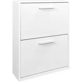 Zapatero con 2 Puertas, Mueble para Zapatos Estrecho en Color Blanco, Medidas: 73 cm (Alto) x 54 cm (Ancho) x 18 cm...