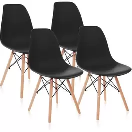 Pack 4 Sillas de Comedor, Sillas Cocinas, Acabado en Negro y Madera, Medidas: 45 cm (Ancho) x 53 cm (Largo) x 83 cm...