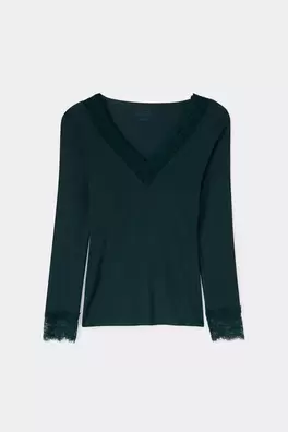 Camiseta de Cuello de Pico de Ultralight con Cashm...