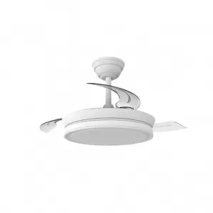 Ventilador de techo Mini Marty LED 39w 3CCT acabado blanco  Motor DC aspas plegables APP Smart  90cm Ø