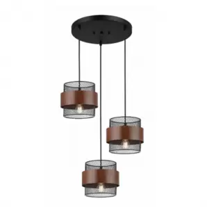 Lámpara de techo colgante Oñate 3xE27 acabado negro estilo moderno 35cm Ø