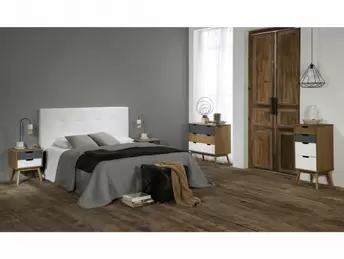 Mesita 2 cajones color cera-gris y blanco