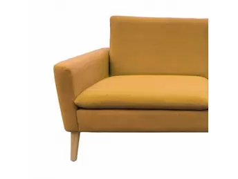 Sofá 3 plazas color amarillo con patas de madera