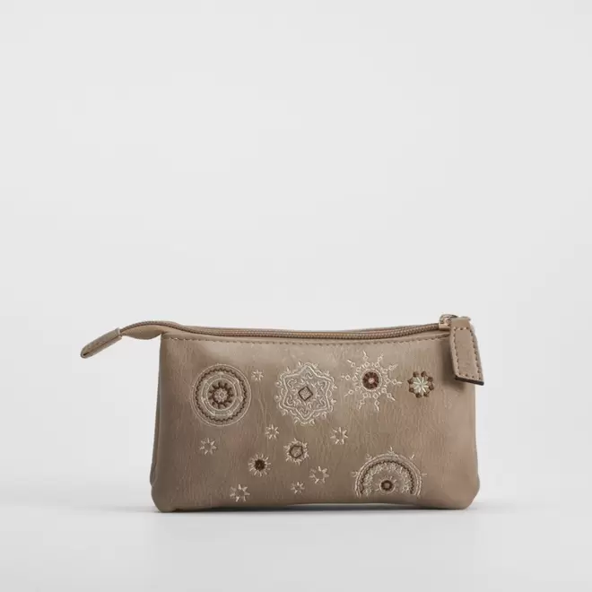 Cartera bordada mandalas beige SENDA ROAD