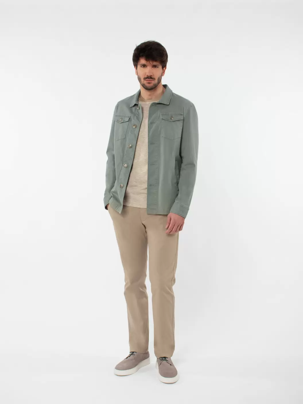 Slim fit micro-herringbone overshirt