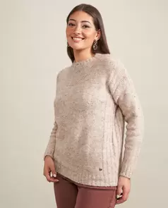 Jersey Cuello Redondo Y Detalle De Canale En Laterales Caramelo