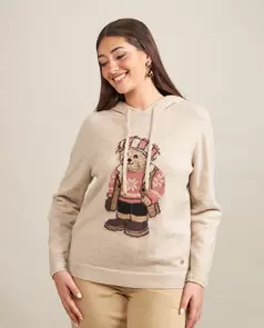 Sudadera De Punto Con Capucha Y Oso Camel