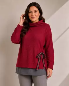 Jersey Cuello Buche Con Faldon Rojo
