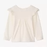 Camiseta de manga larga lisa con cuello marinero bordado para bebé niña