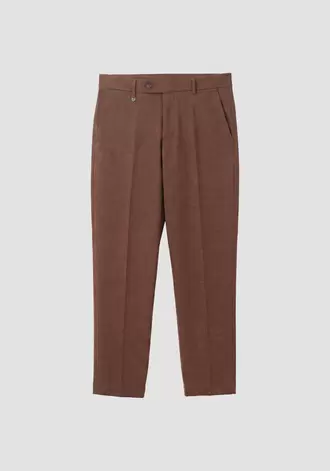 Pantalones "Kramer" color tabaco slim fit de punto elástico de viscosa