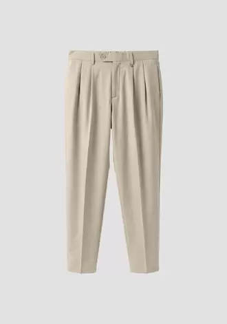 Pantalones "Jude" color masilla relaxed fit en sarga elástica de viscosa
