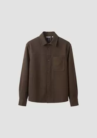 Camisa "Zagreb" marrón oscuro regular fit en viscosa crinkle