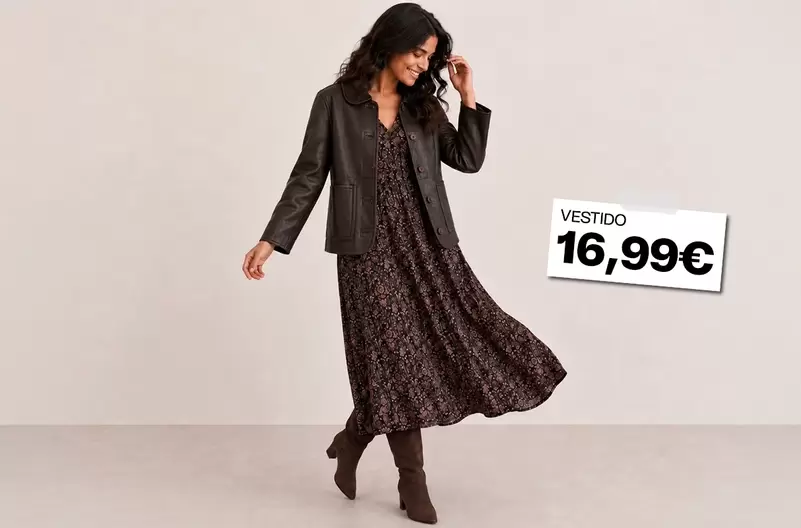 Vestido midi flores textura