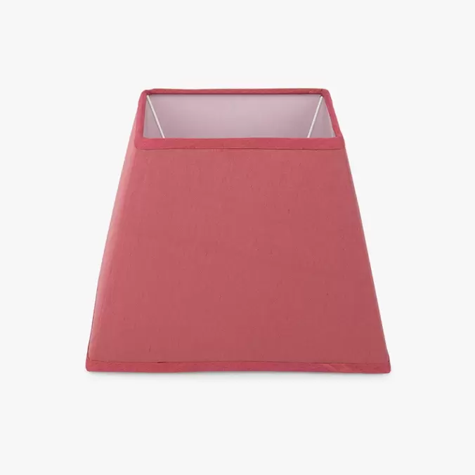 Lámpara de mesa cuadrada en seda roja